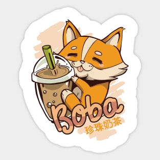 Corgi with milk shake Sticker